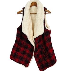 NEW! A Odiva Sleeveless Waterfall Faux Shearling Vest Jacket - L